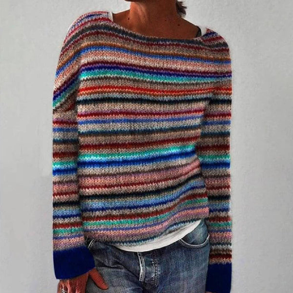 Hanne - Fargerik nostalgisk genser med stripemønster