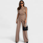 Kari - Beige asymmetrisk sett med drapering