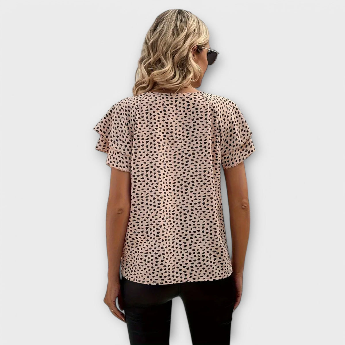 Emma - Beige Bluse med dyremønster