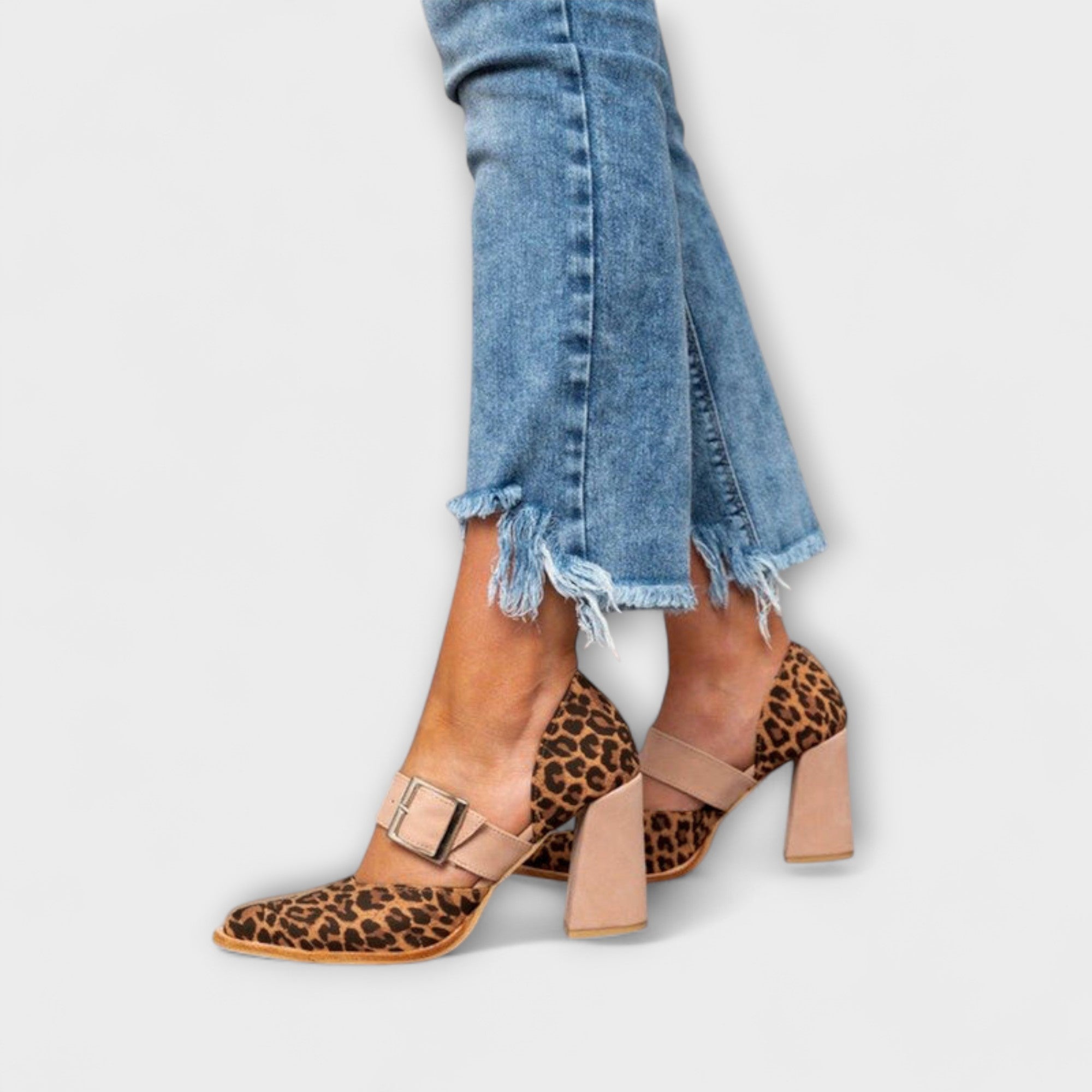 Kjersti - Leopard-Hæl Sandaler