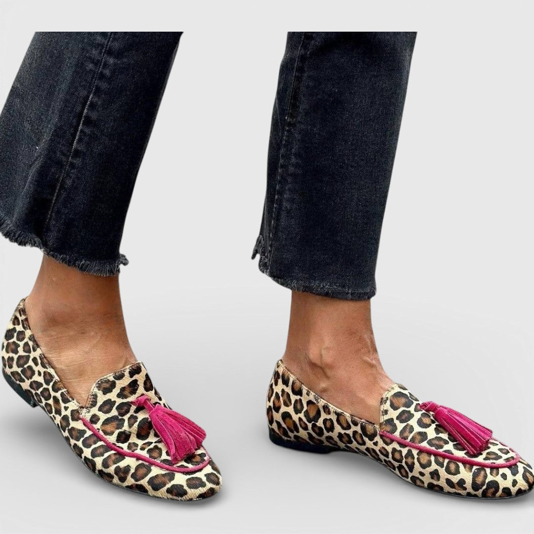 Kristin - Leopard-Loafer med kvaster