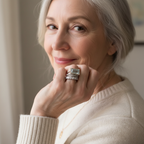 Ingeborg - Nostalgisk sølvring-sett med glass-turkis