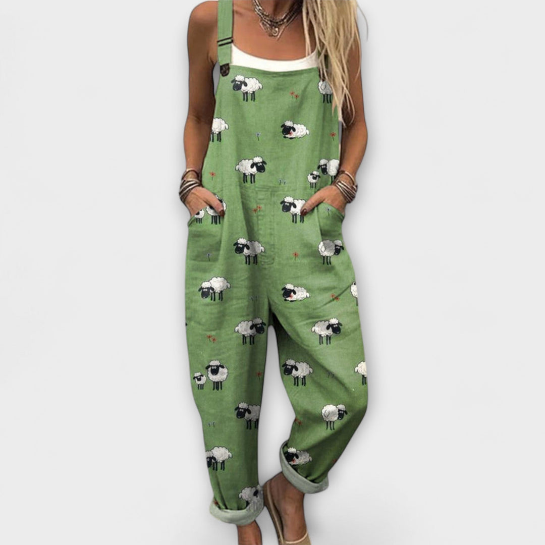 Dagny - Grønne smekkeshorts med sauemotiv