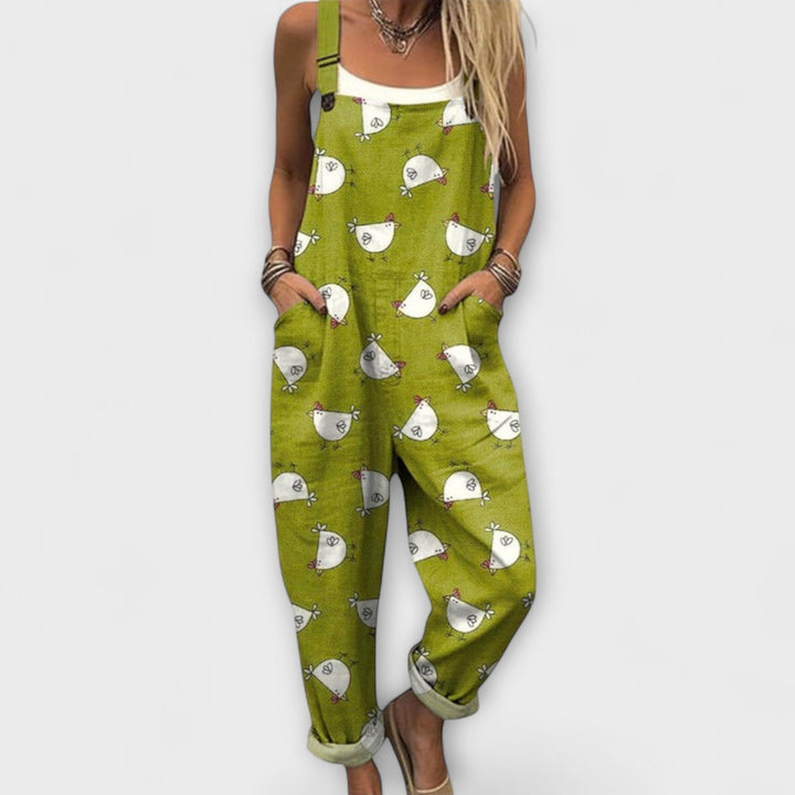 Jenny - Grå smekkeshorts med kyllingmotiv