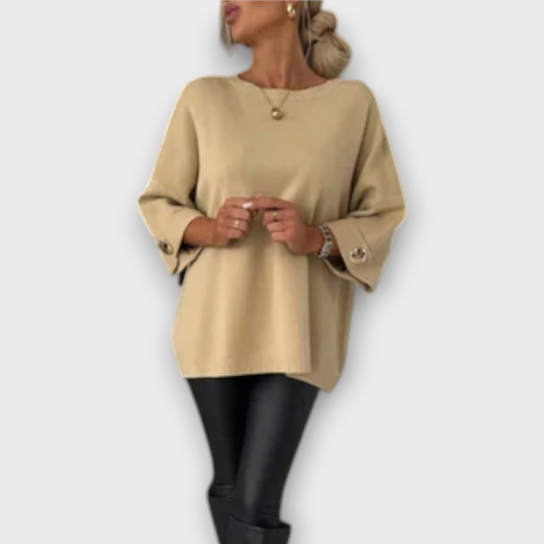 Gudrun - Hvit elegant strikkebluse