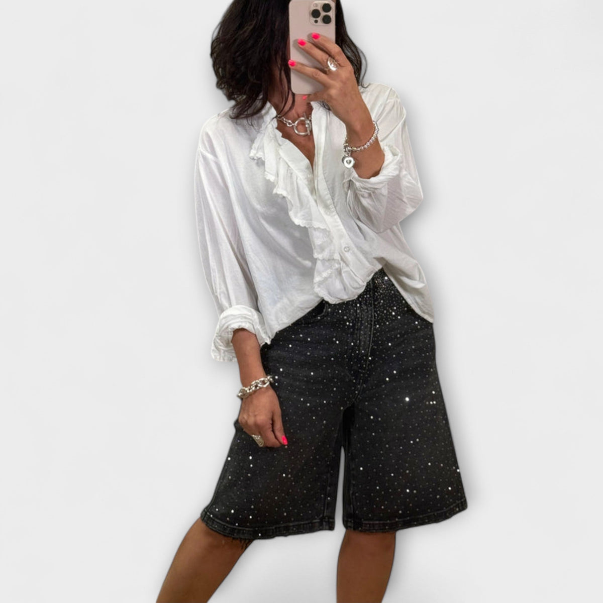 Kristin - Bermudashorts med strass