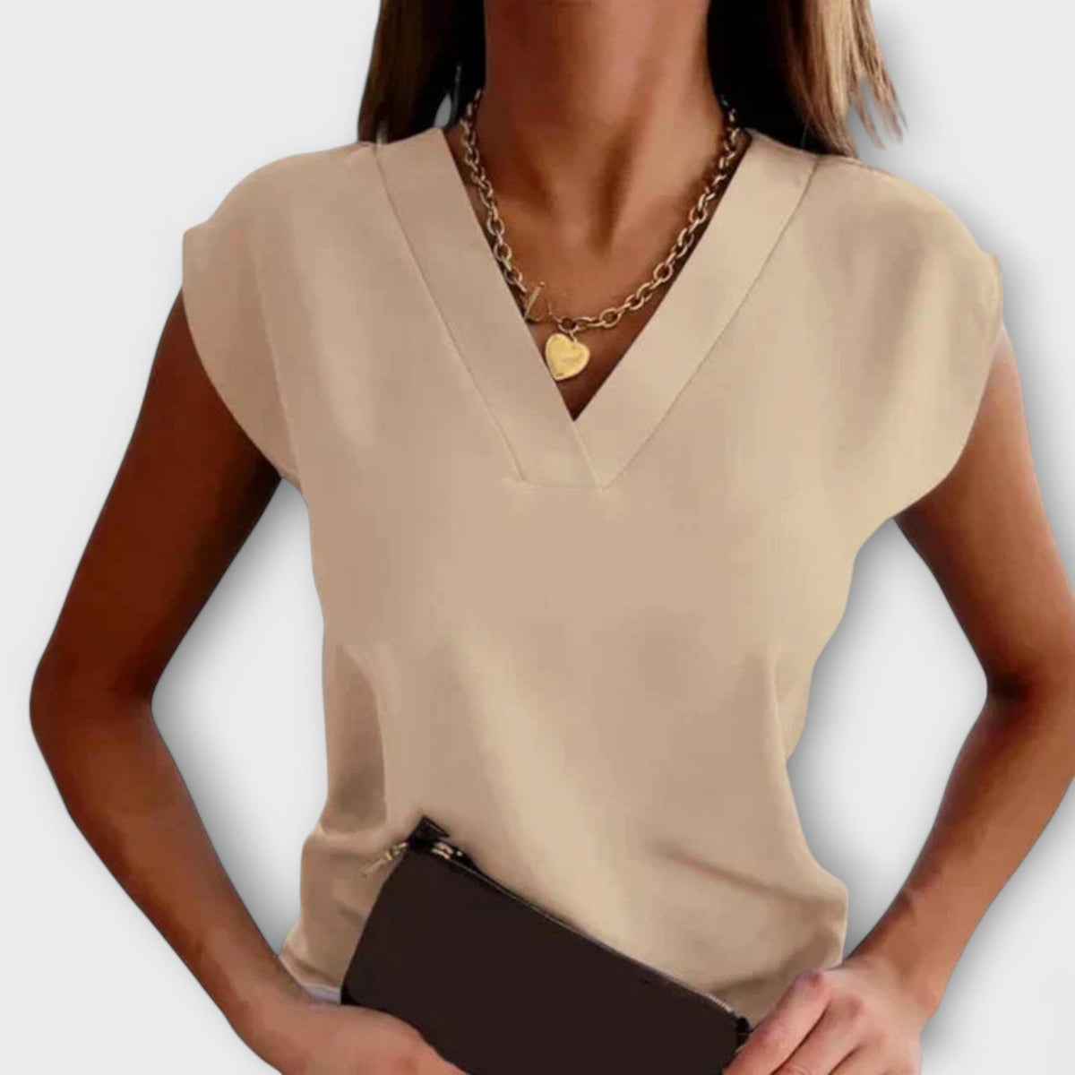 Gudrun - Beige Sommerbluse med løse ermer