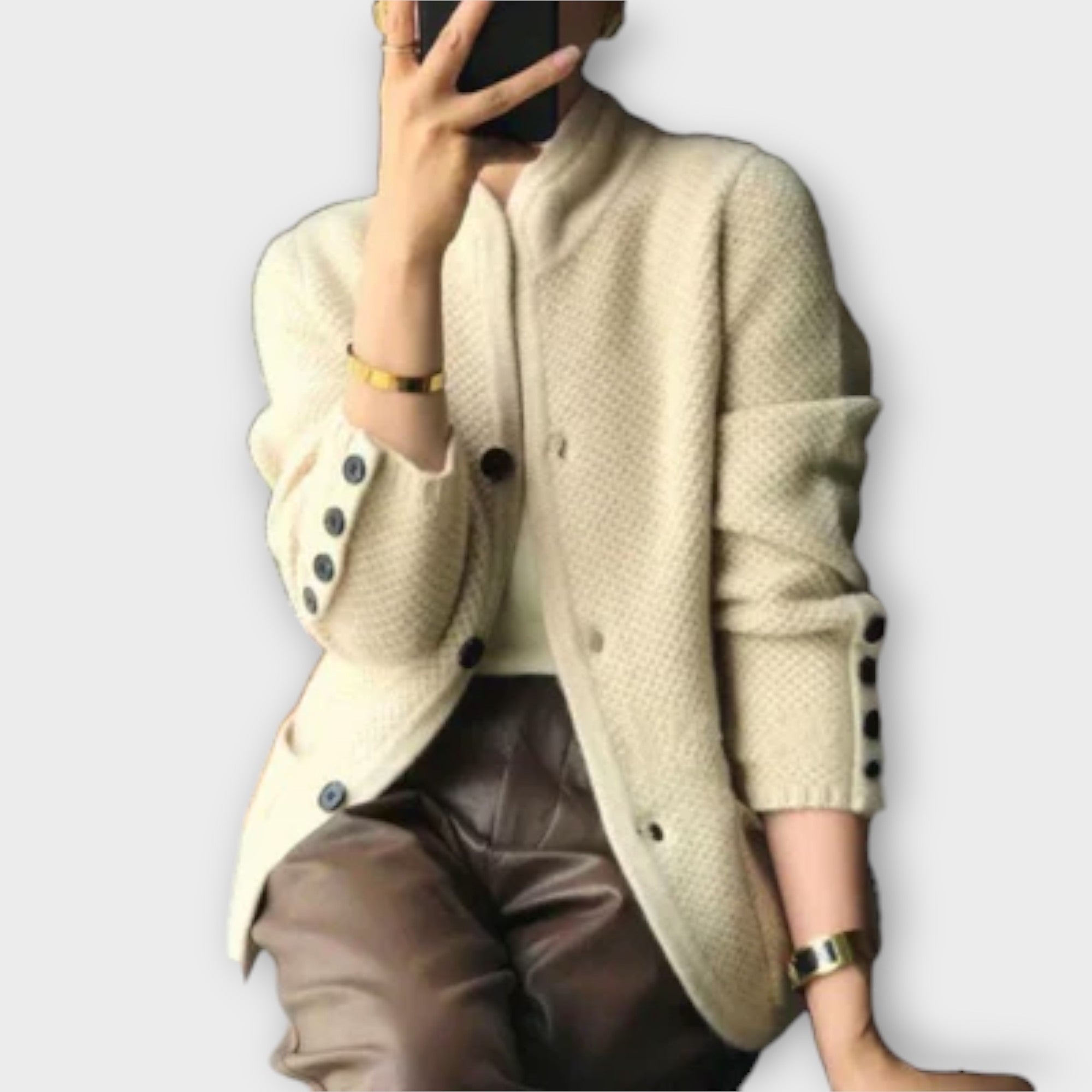 Nina - Kremfarget koselig cardigan