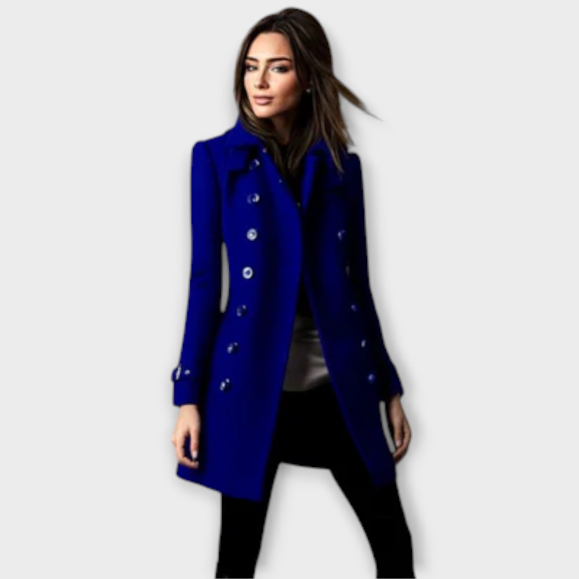 Ingeborg - Blå dobbeltknappet trenchcoat