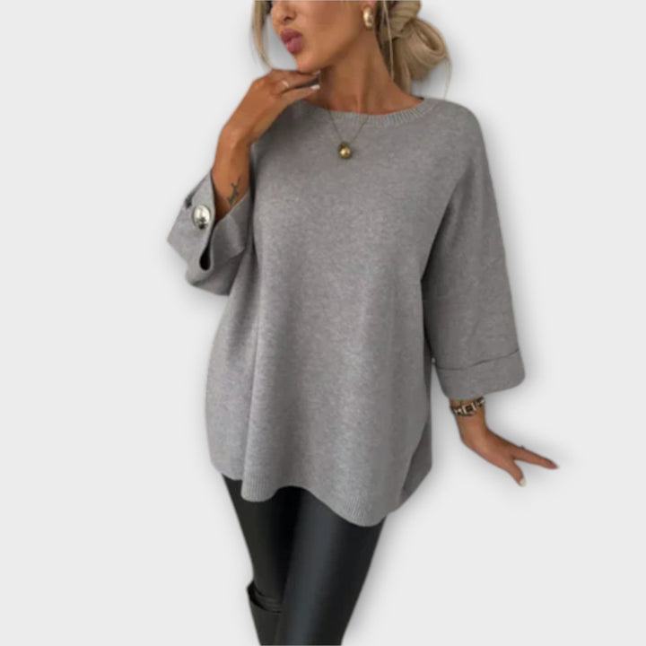 Gudrun - Hvit elegant strikkebluse