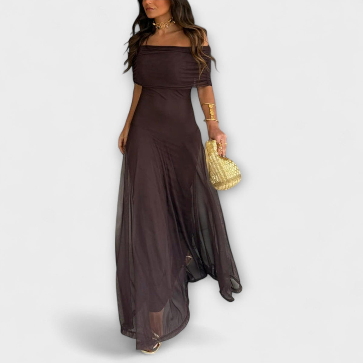 Kristin - Toledo En-Skulder Mesh Maxi Kjole