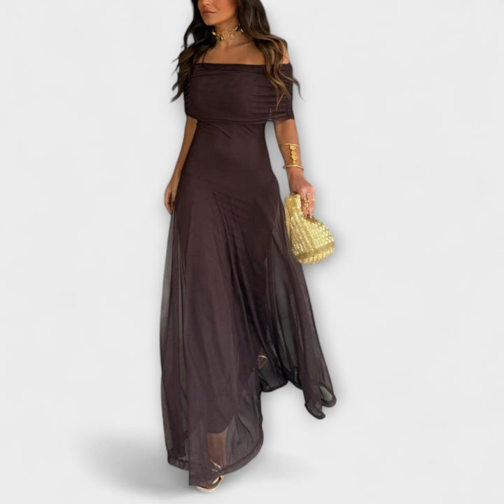 Kristin - Toledo One-Shoulder Mesh Maxikjole