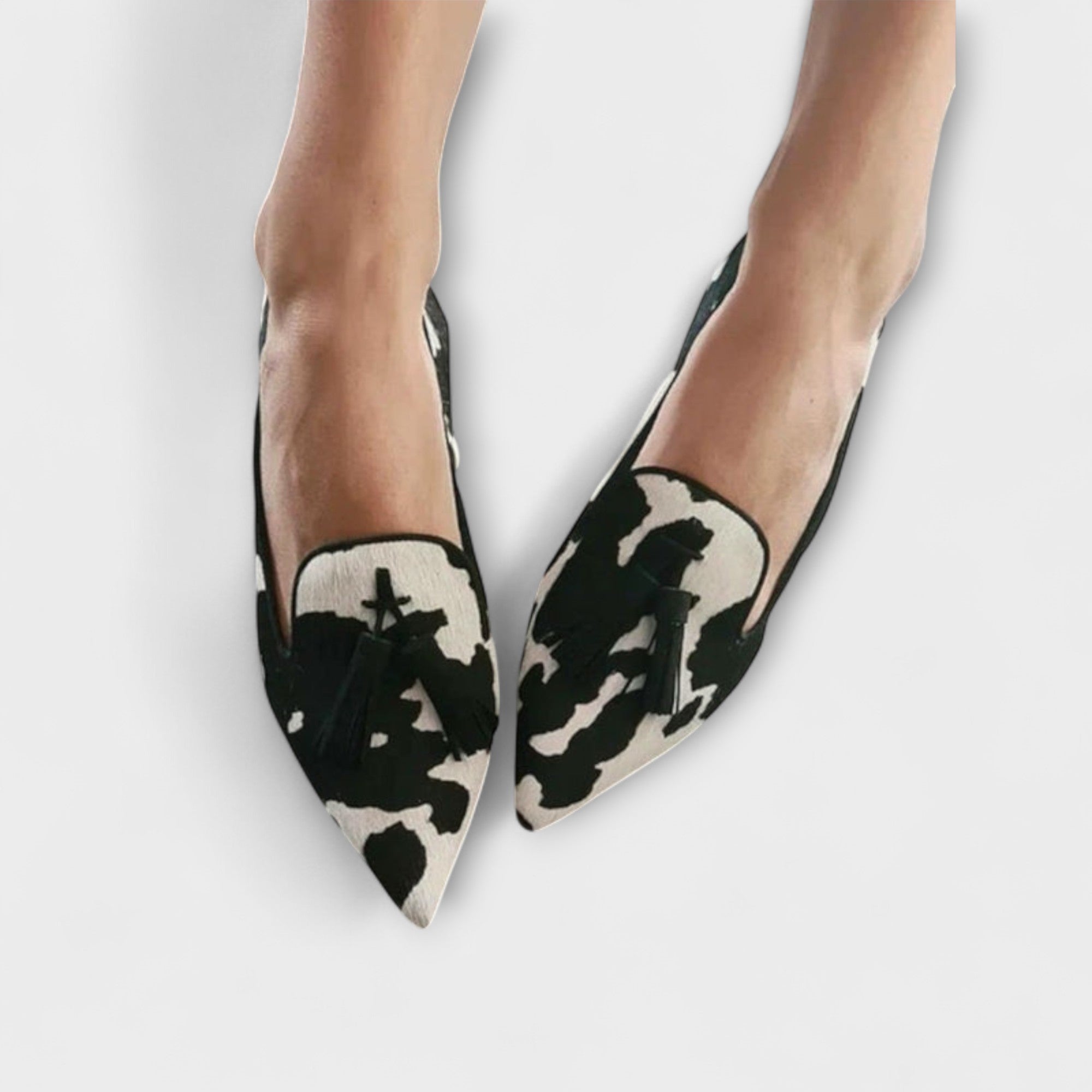 Helene - Leopard-tøfler med frynser