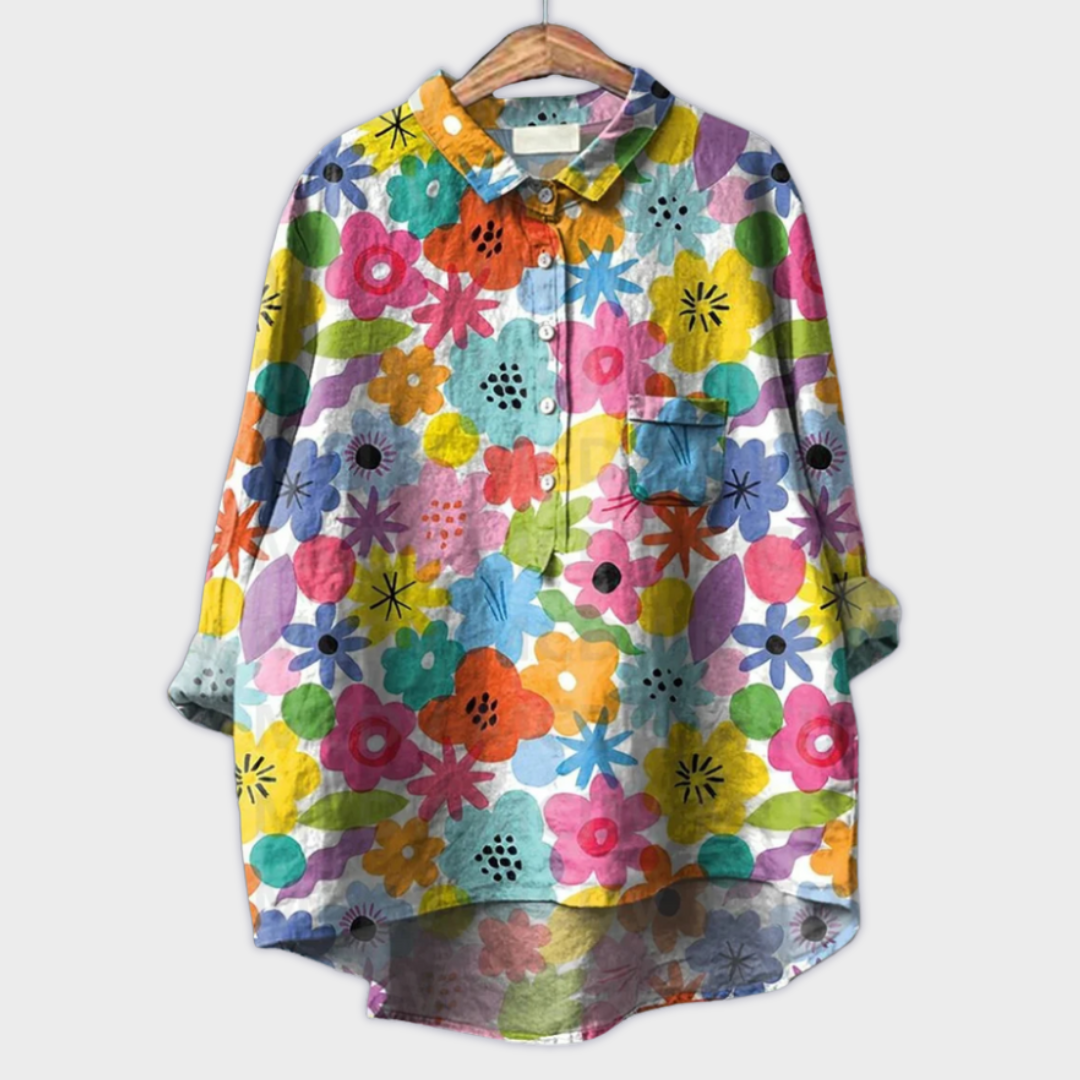Aud - Damebluse med blomstermønster