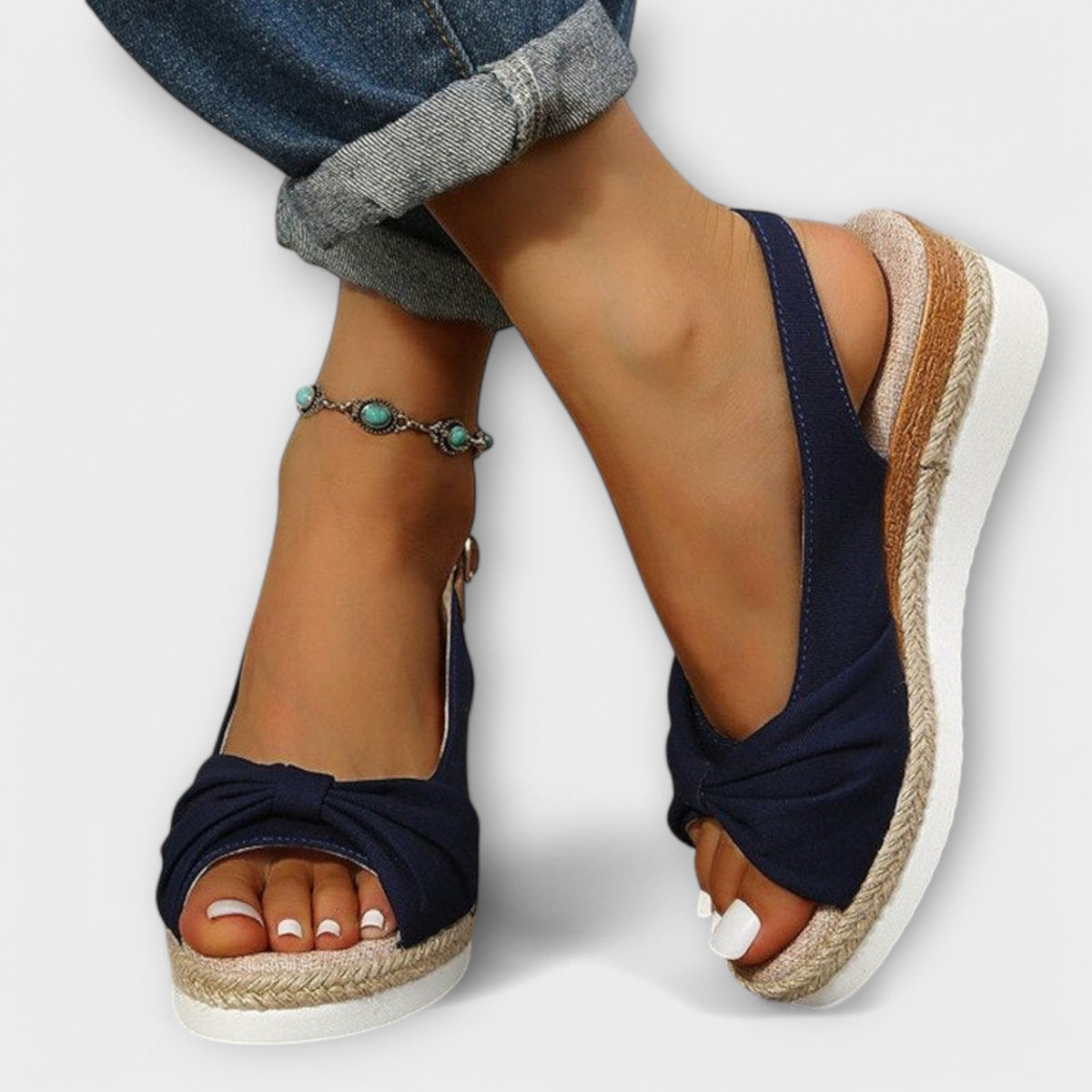 Aud - Rosa espadrillo-sandaler med sløyfe