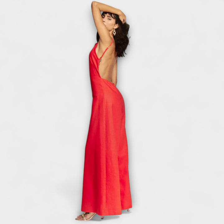 Åsne - Brun Jumpsuit med knyting i nakken
