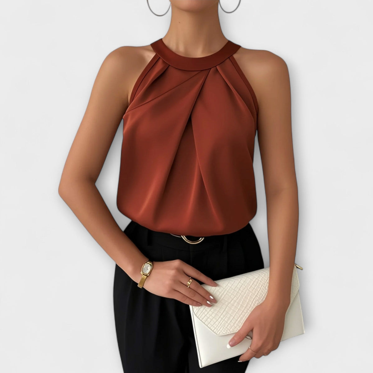 Iselin - Champagnefarget bar-skulder-topp