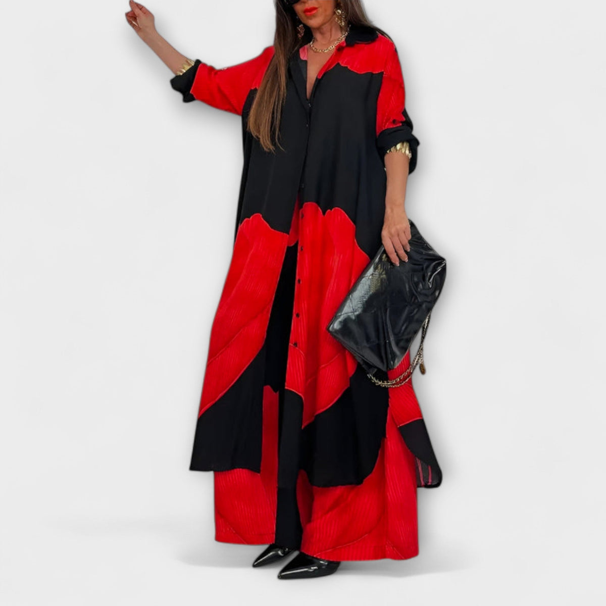 Elise - Kremfarget sett med lang cardigan