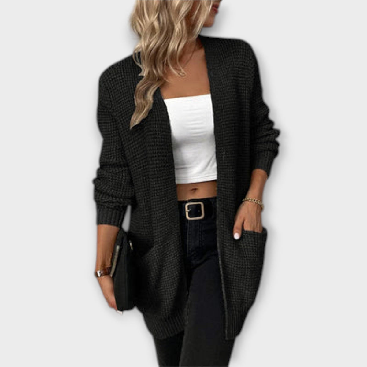 Ingeborg - Svart avslappet Cardigan