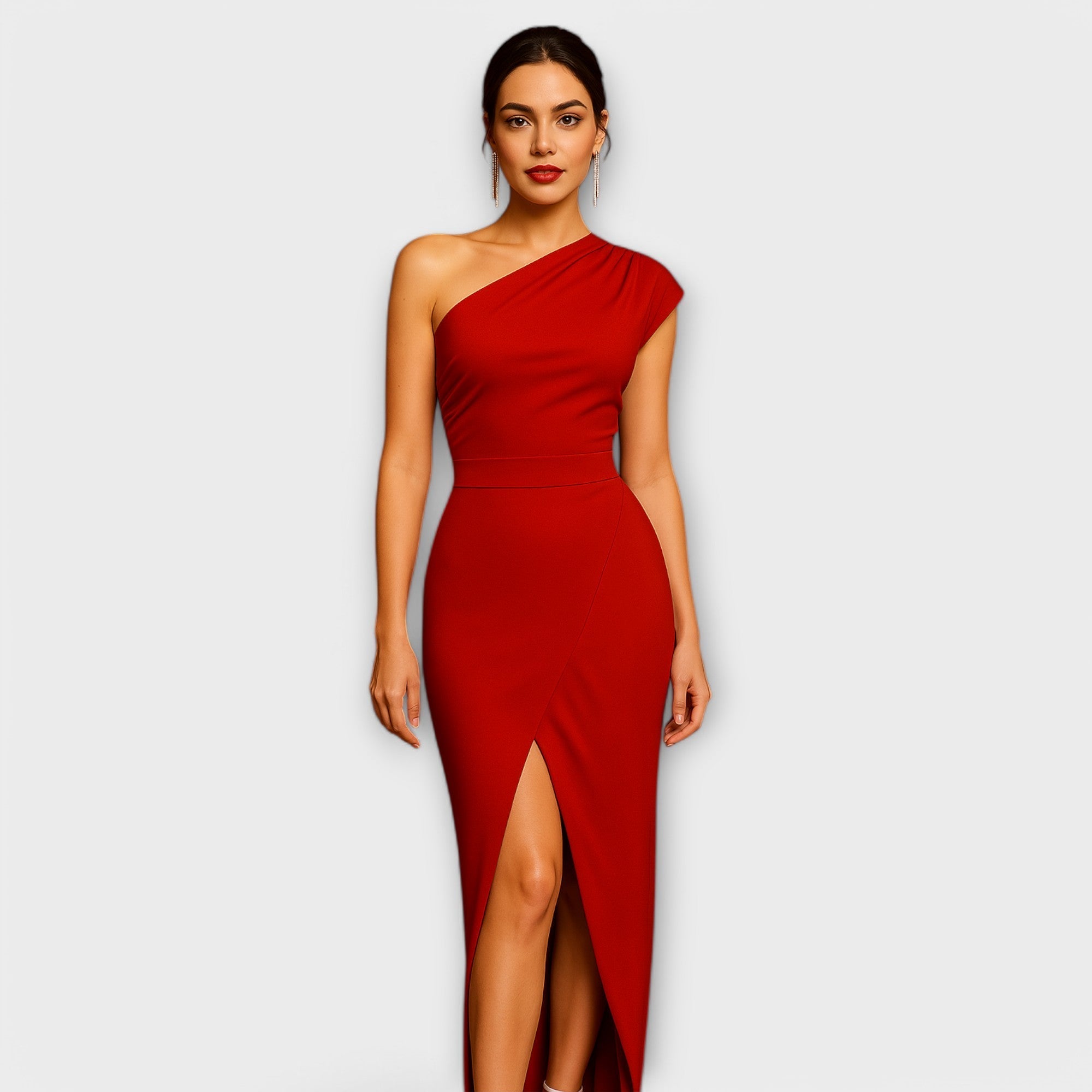 Sunniva - Elegant svart asymmetrisk kveldskjole