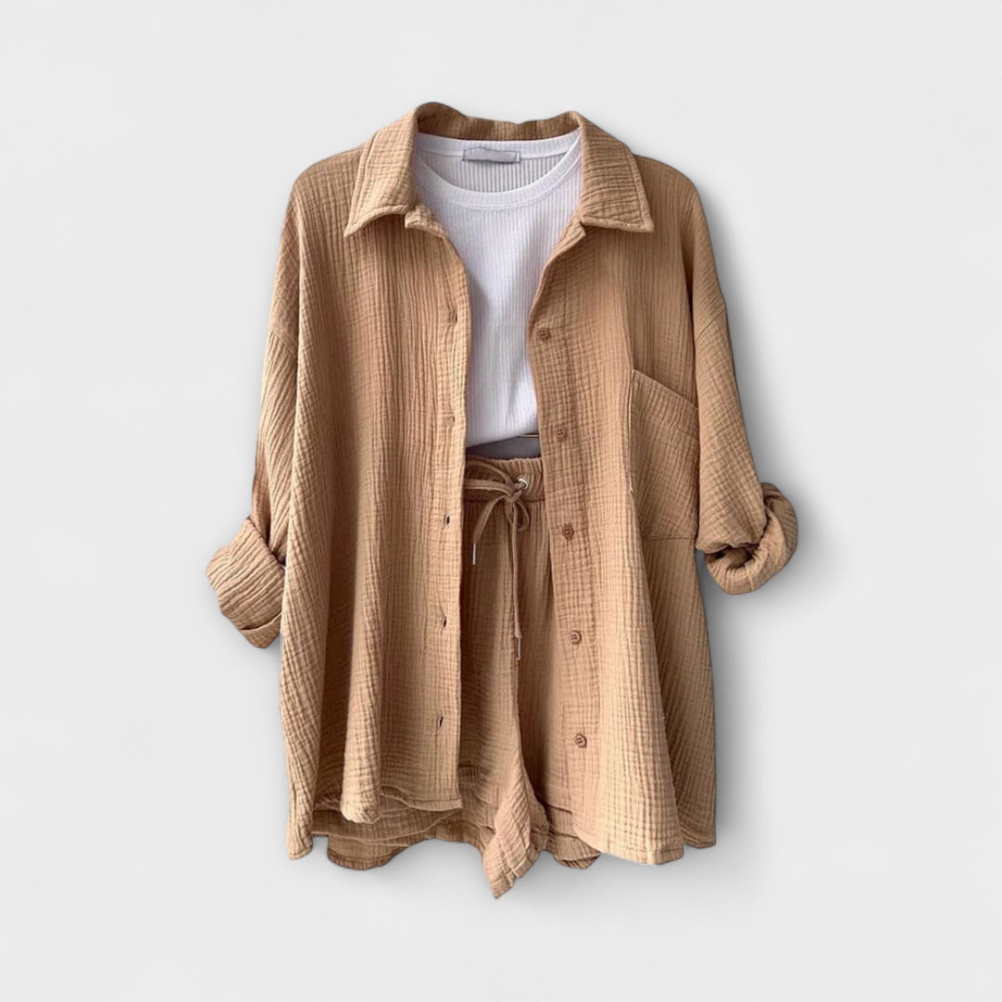 Solveig - Beige behagelig 2-delt sett