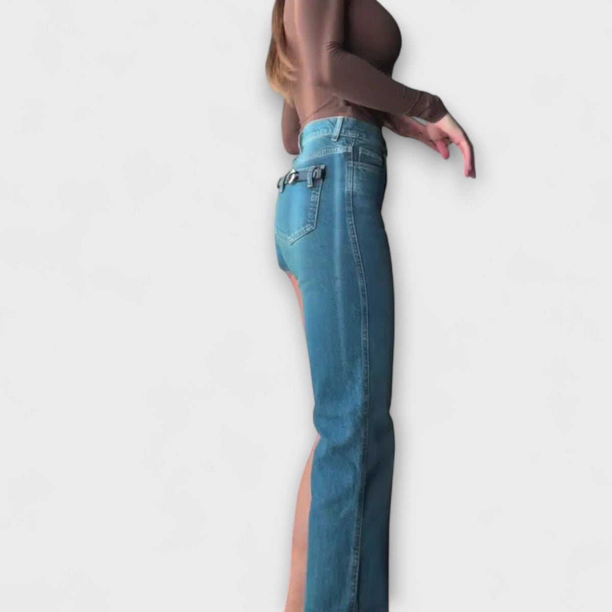 Hanne - Asymmetrisk jeans-selebukse