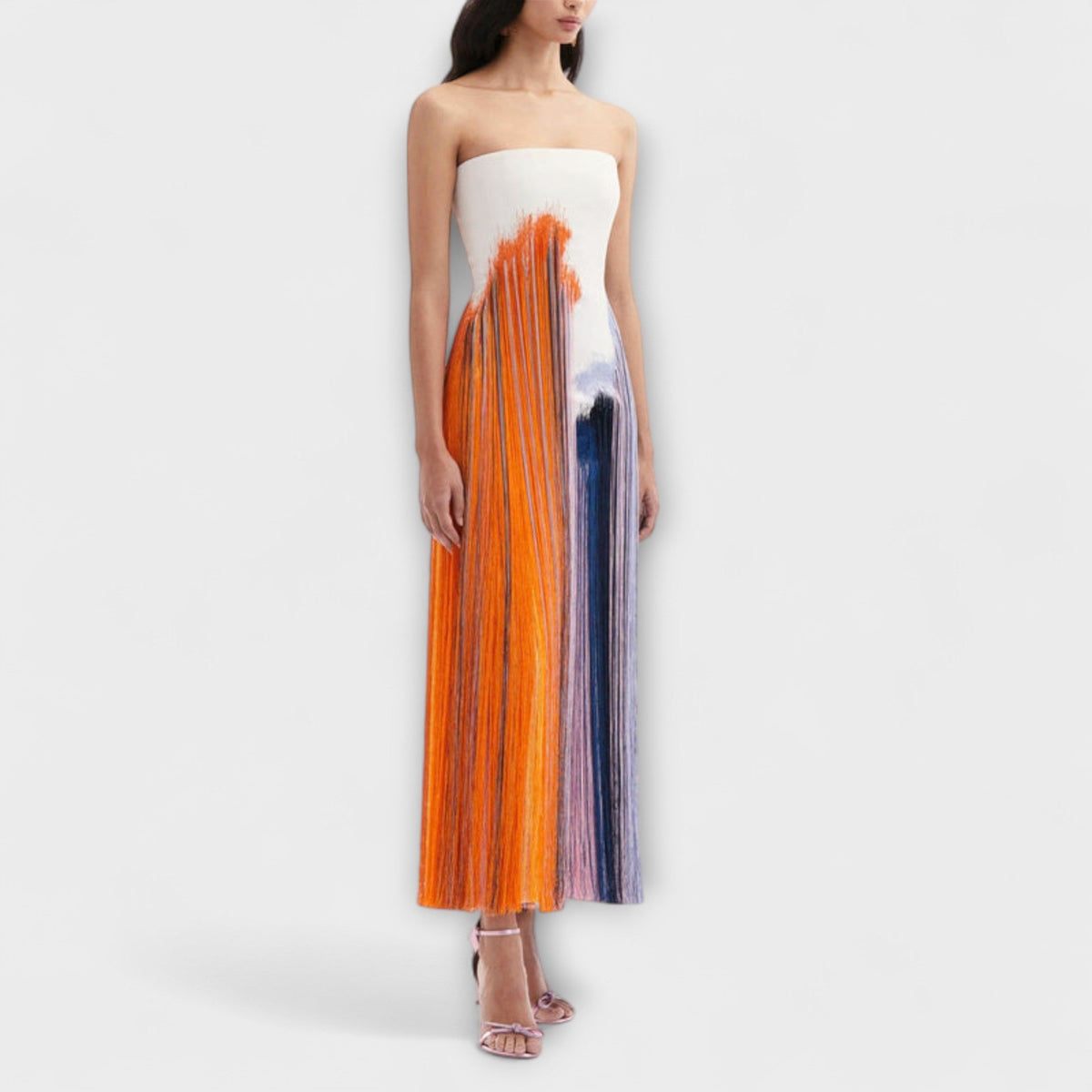 Hulda - Stilig Colorblock-kjole med frynser