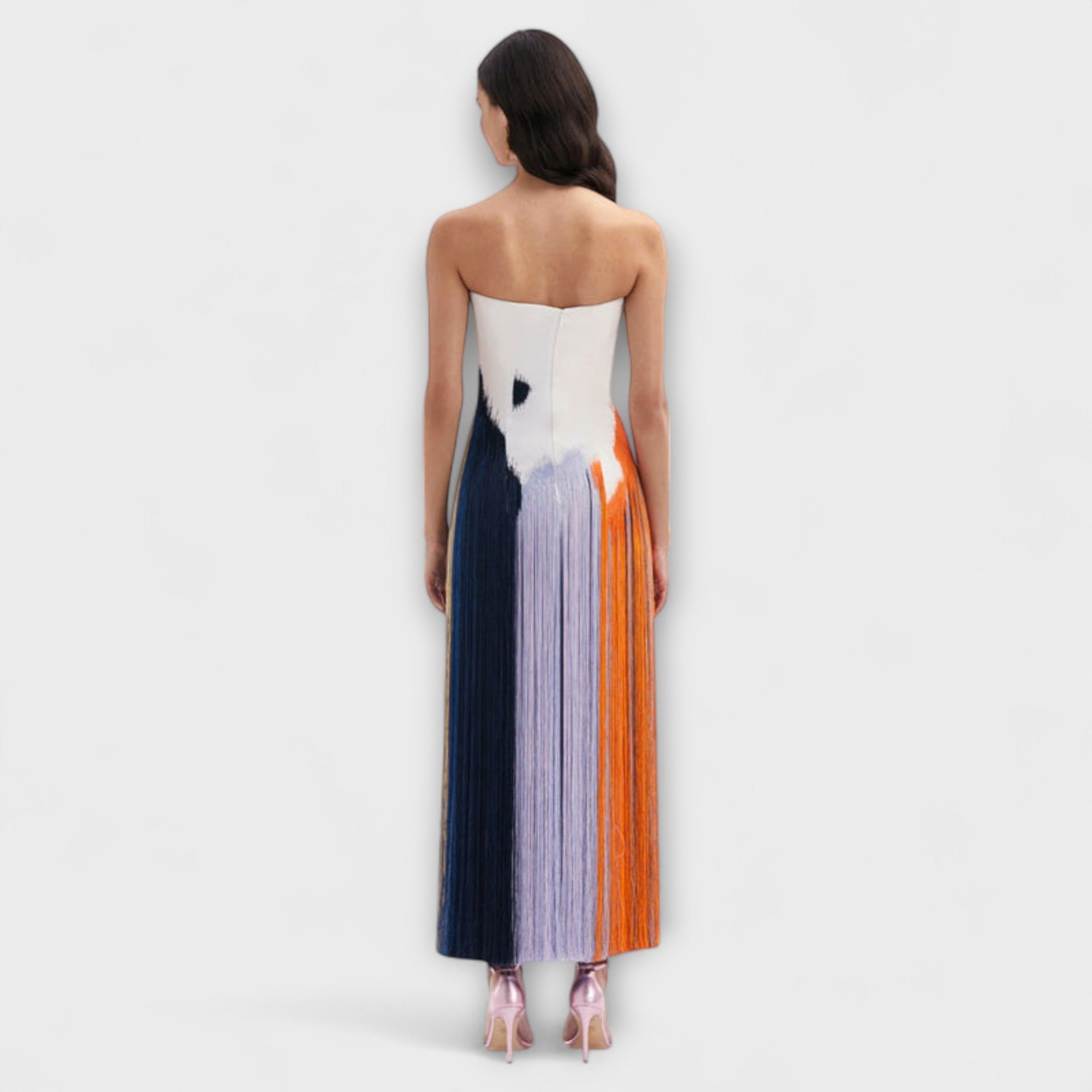 Hulda - Stilig Colorblock-kjole med frynser