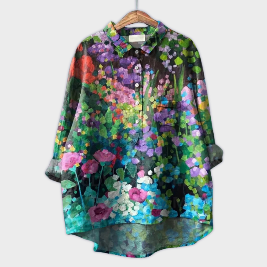 Aud - Damebluse med blomstermønster