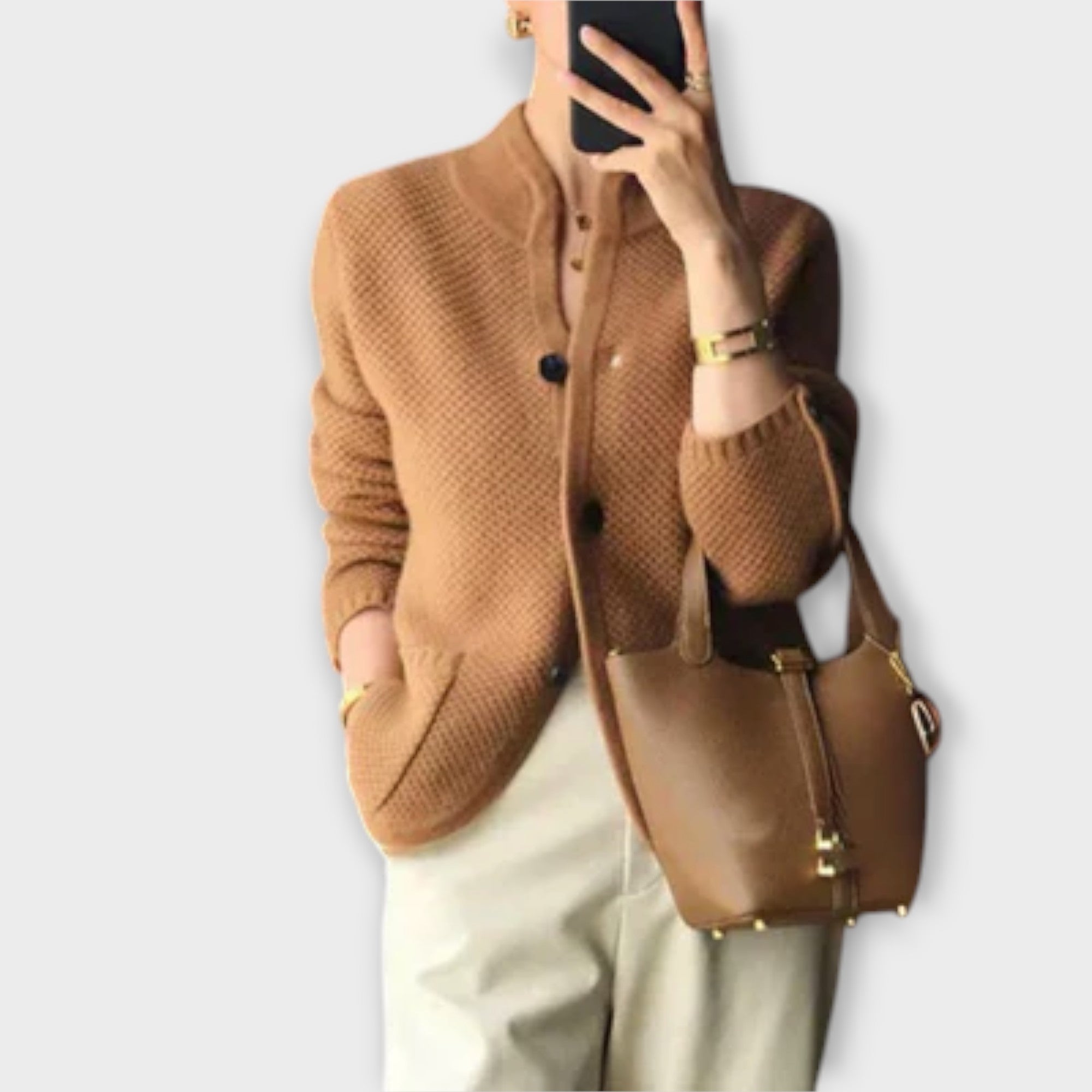 Nina - Kremfarget koselig cardigan