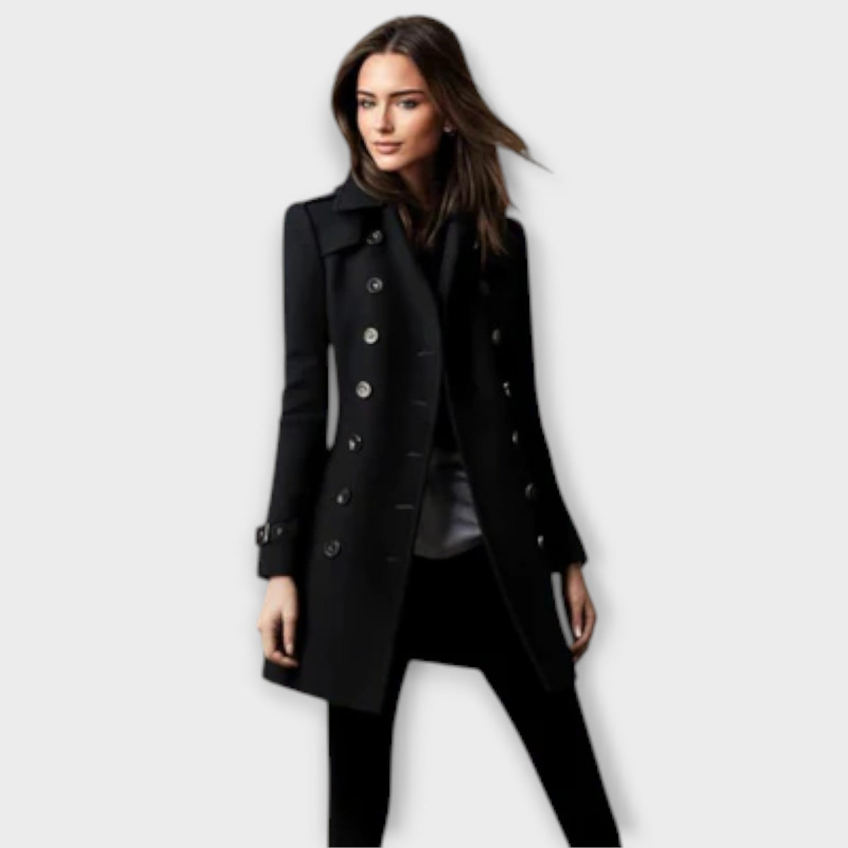 Ingeborg - Blå dobbeltknappet trenchcoat