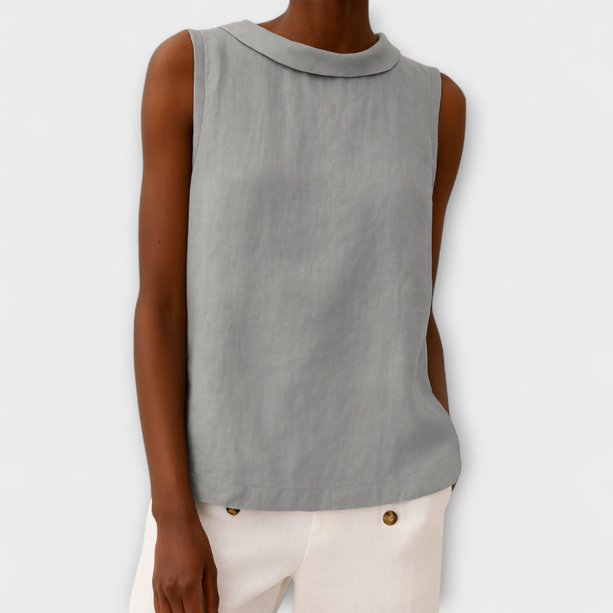 Målfrid - Beige elegant ermeløs topp