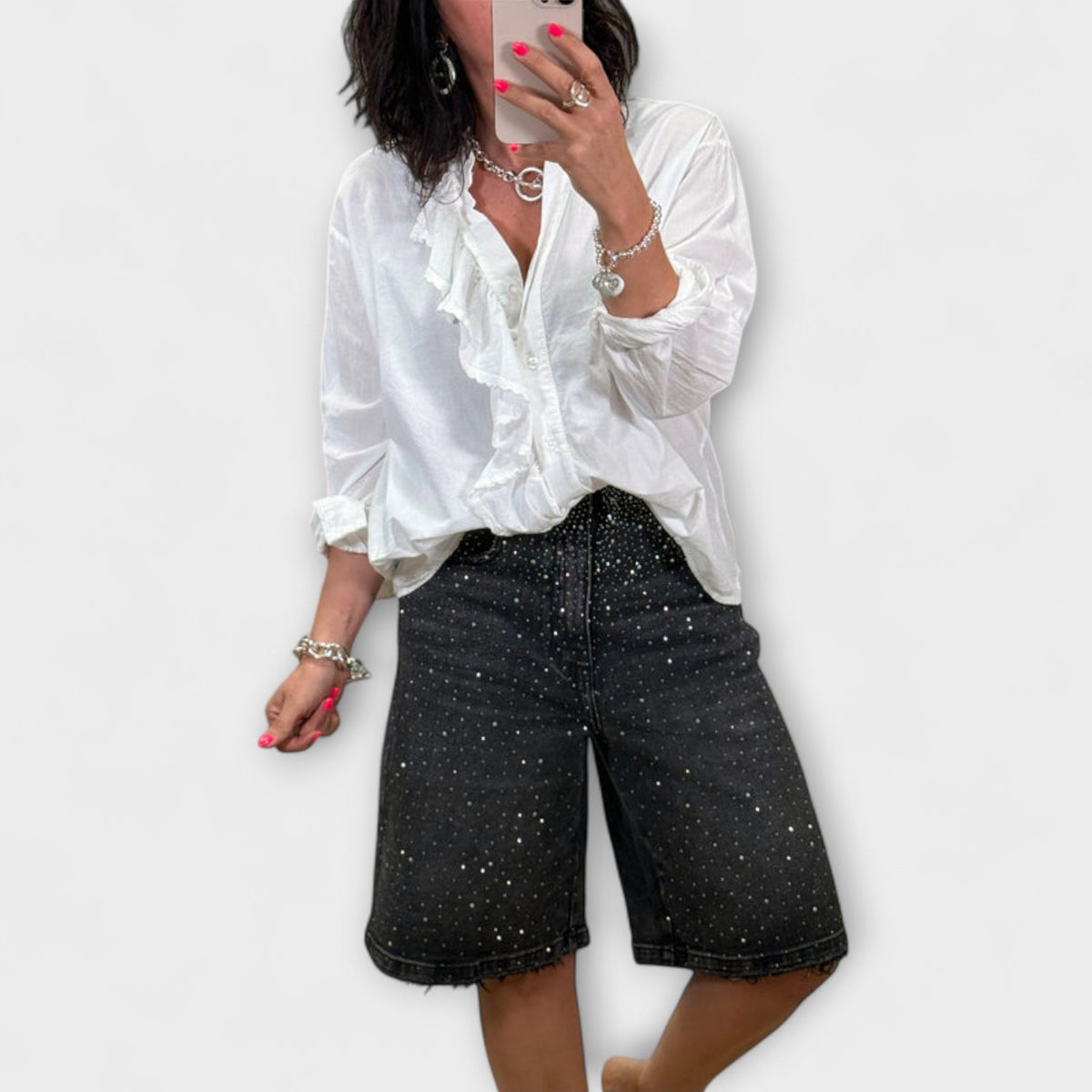 Kristin - Bermudashorts med strass