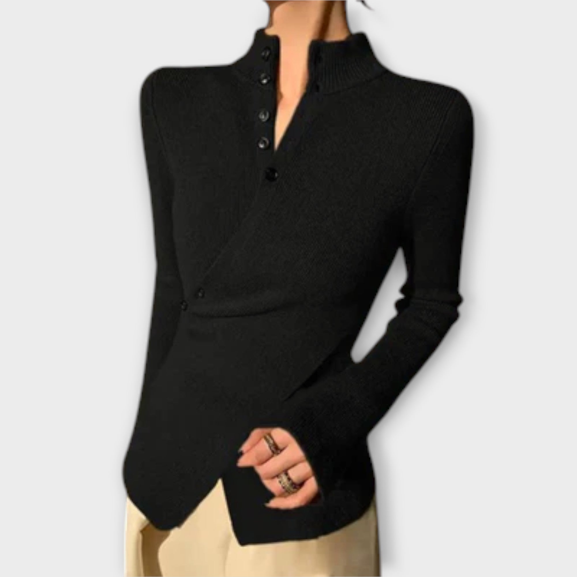 Ingvild - Elegant svart tettsittende genser