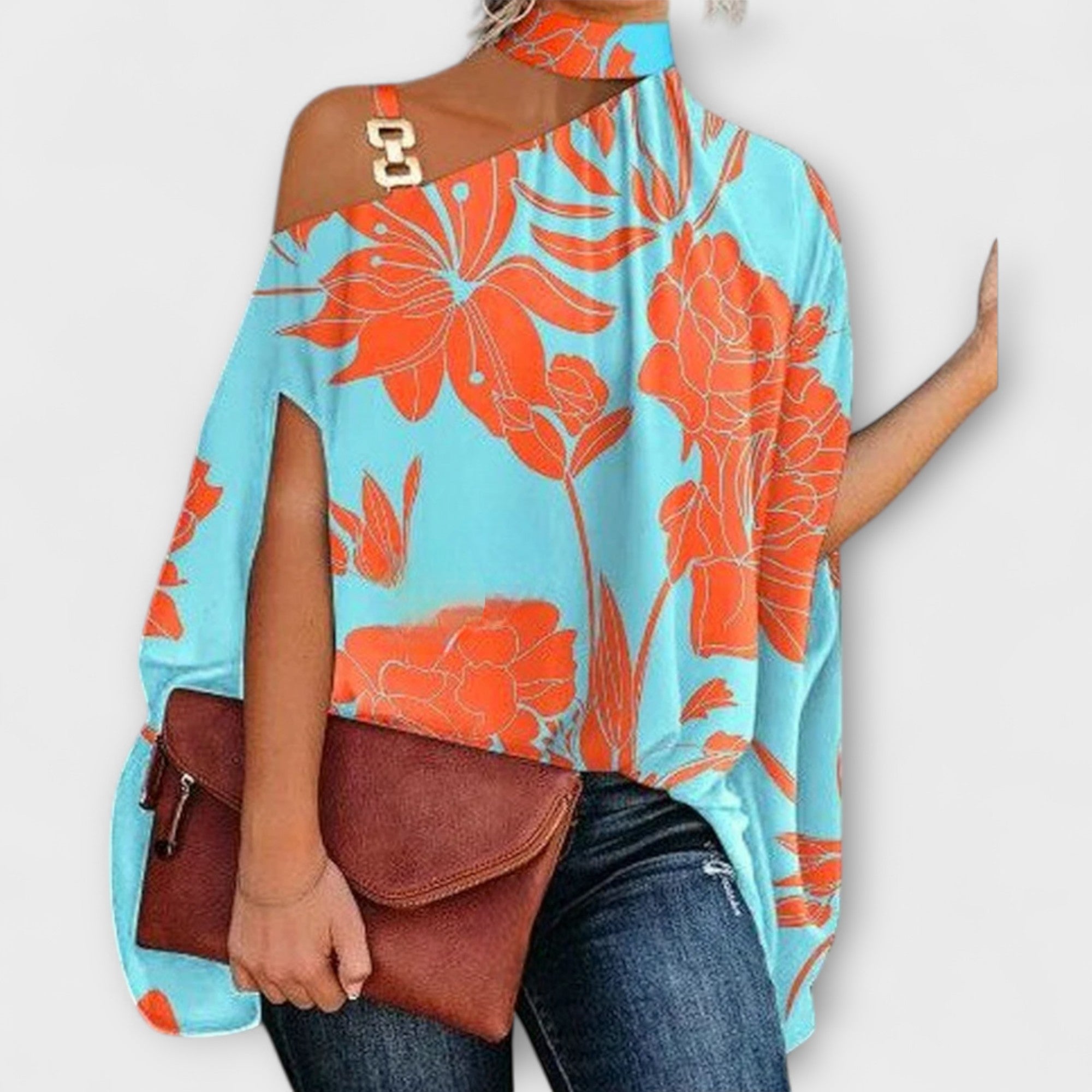Marianne - Bar skulder bluse med grafisk mønster
