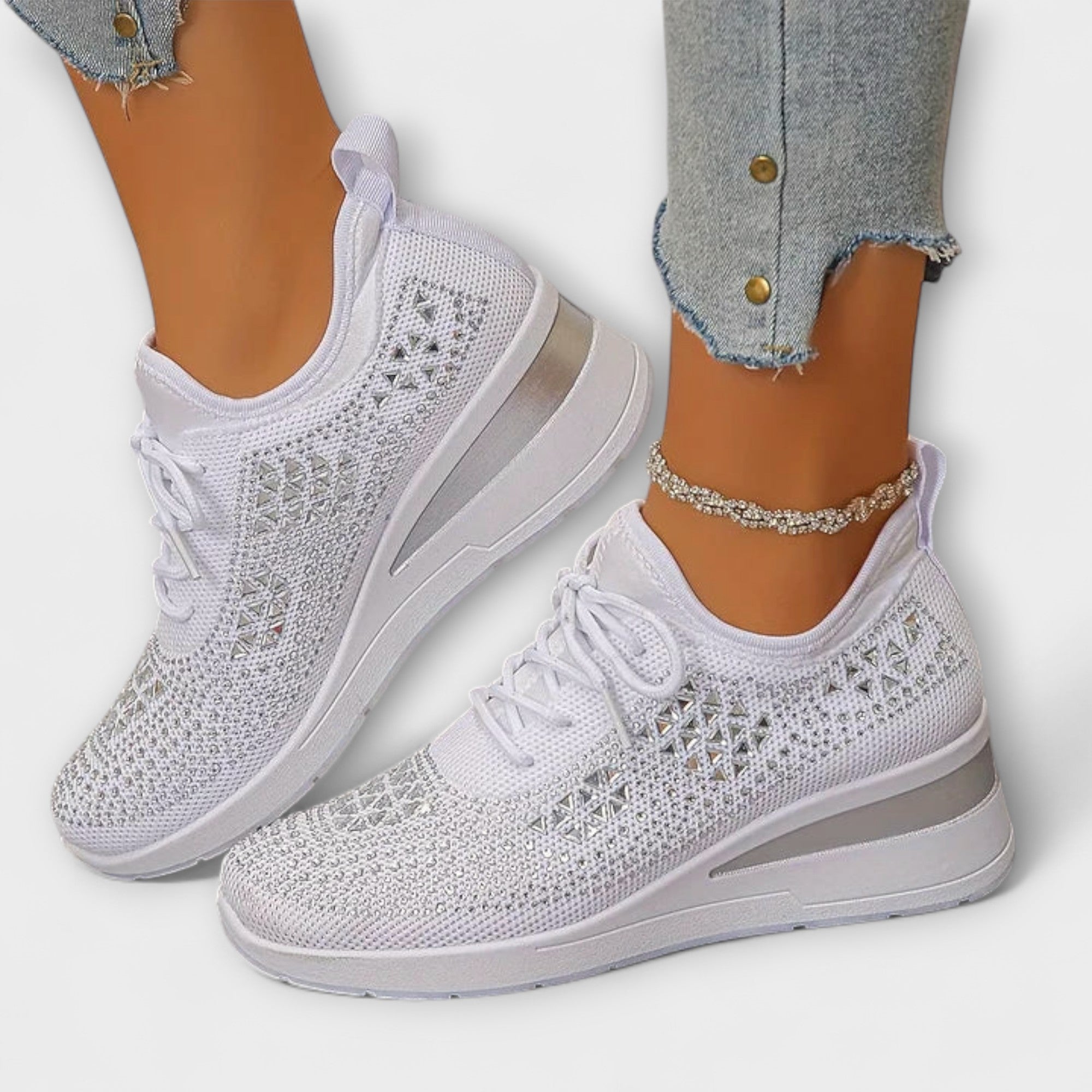 Solveig - Glitrende sneakers med strass