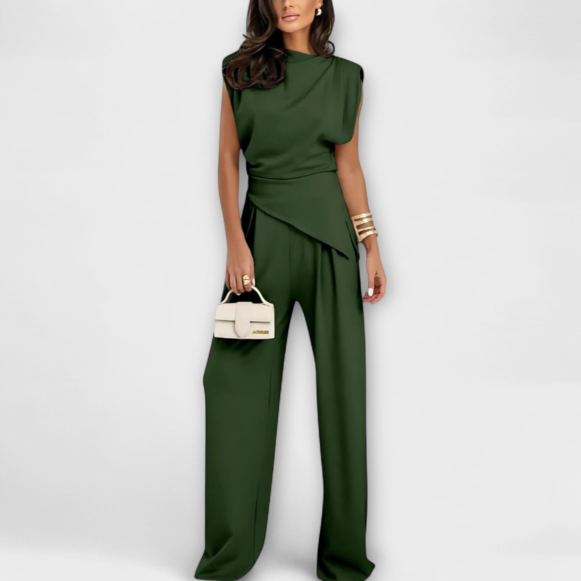 Kari - Beige asymmetrisk sett med drapering