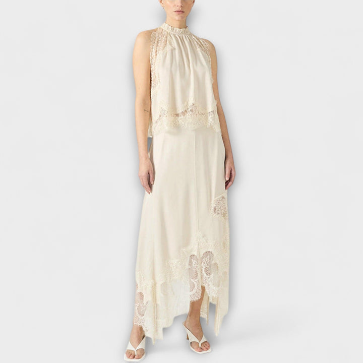 Wenche - Green set with blouse and split dress
