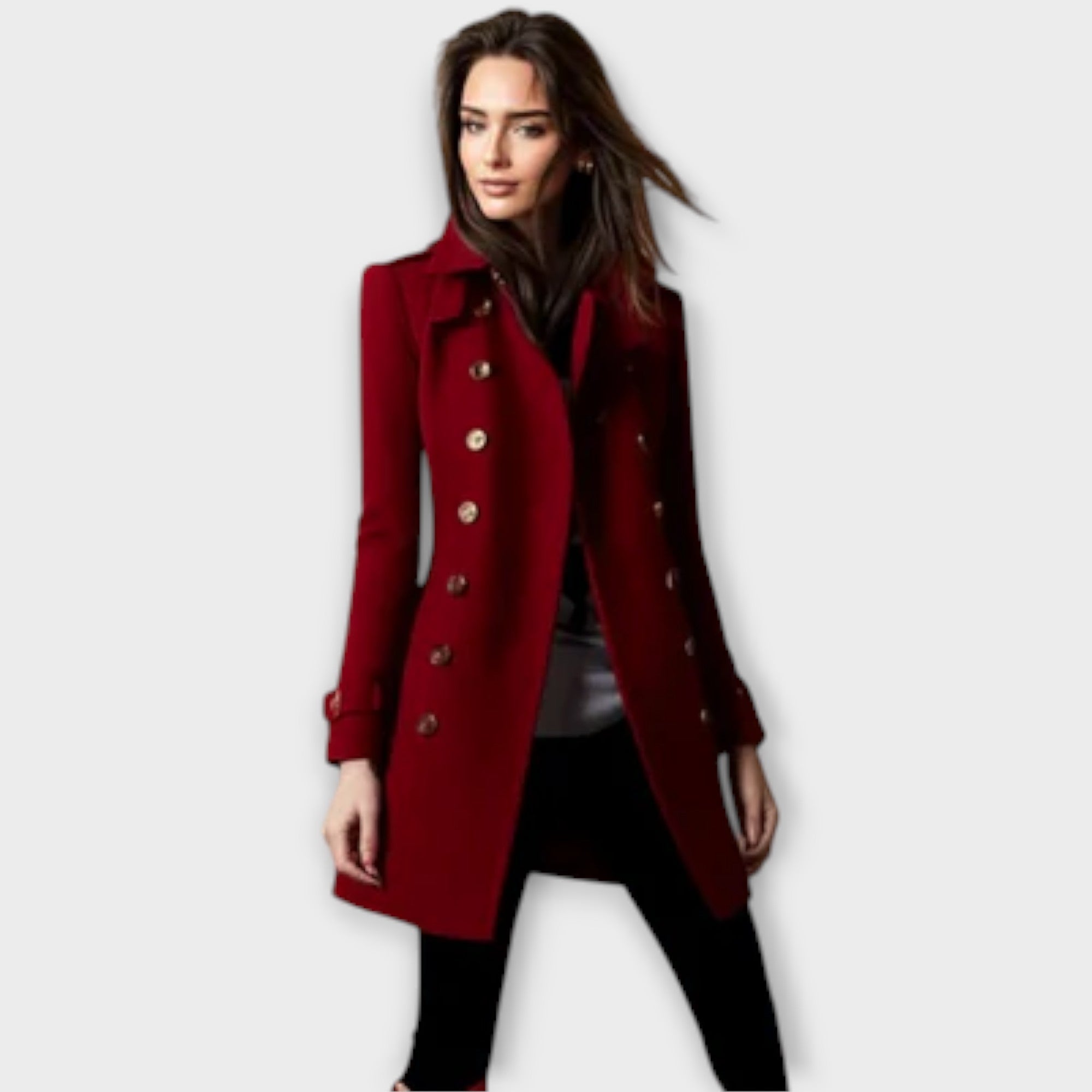 Ingeborg - Blå dobbeltknappet trenchcoat