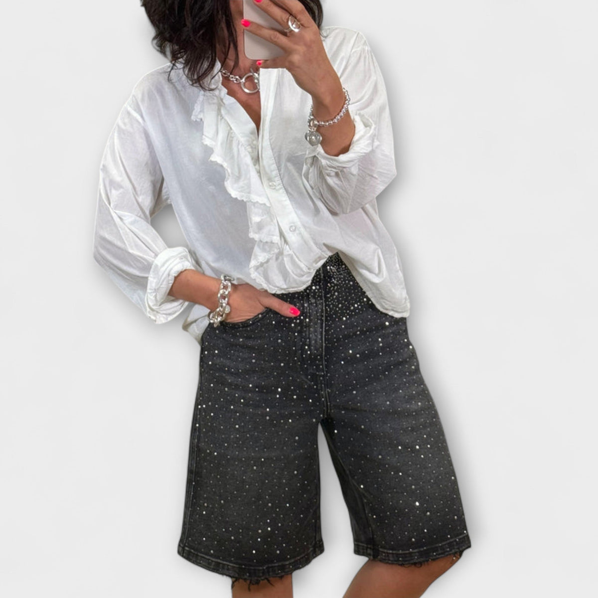 Kristin - Bermudashorts med strass