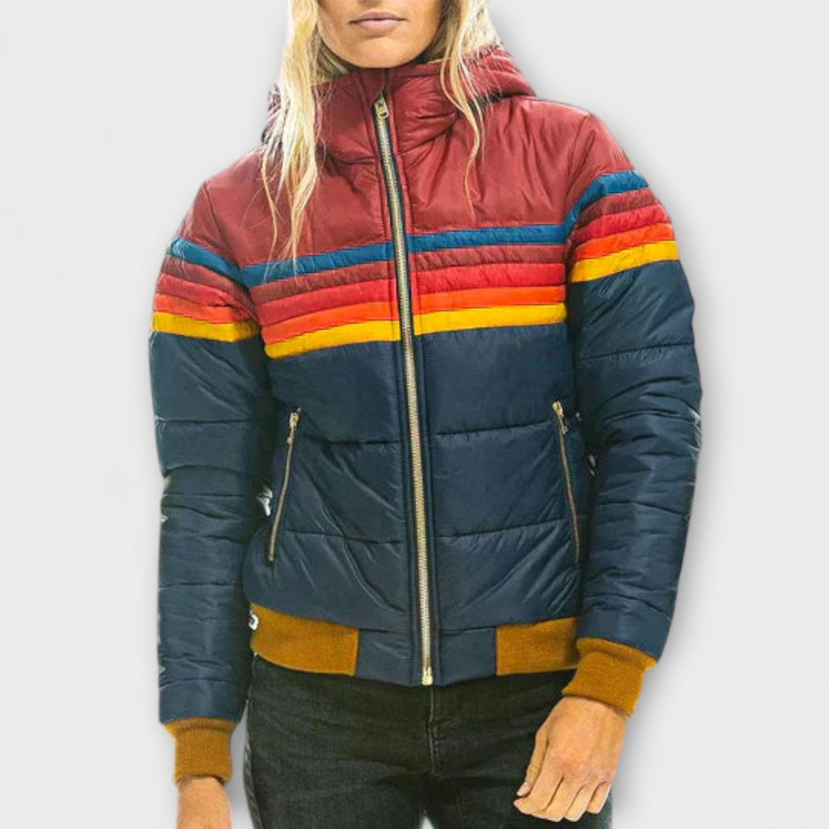Marte - Fargerik Nostalgisk Parka med kunstpelshette