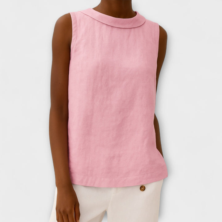Målfrid – Beige elegant ermeløs topp