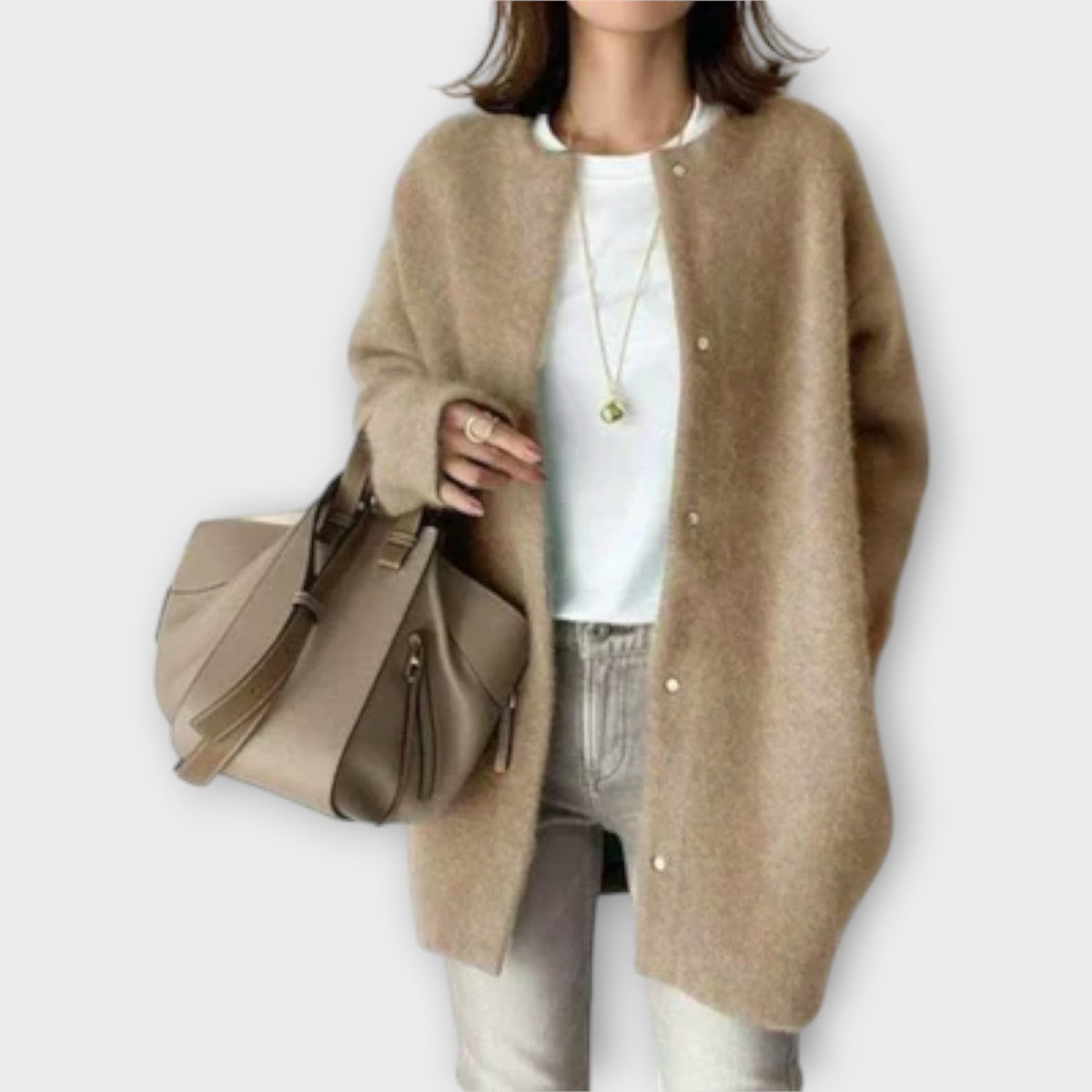 Emma - Brun elegant cardigan med knappeåpning