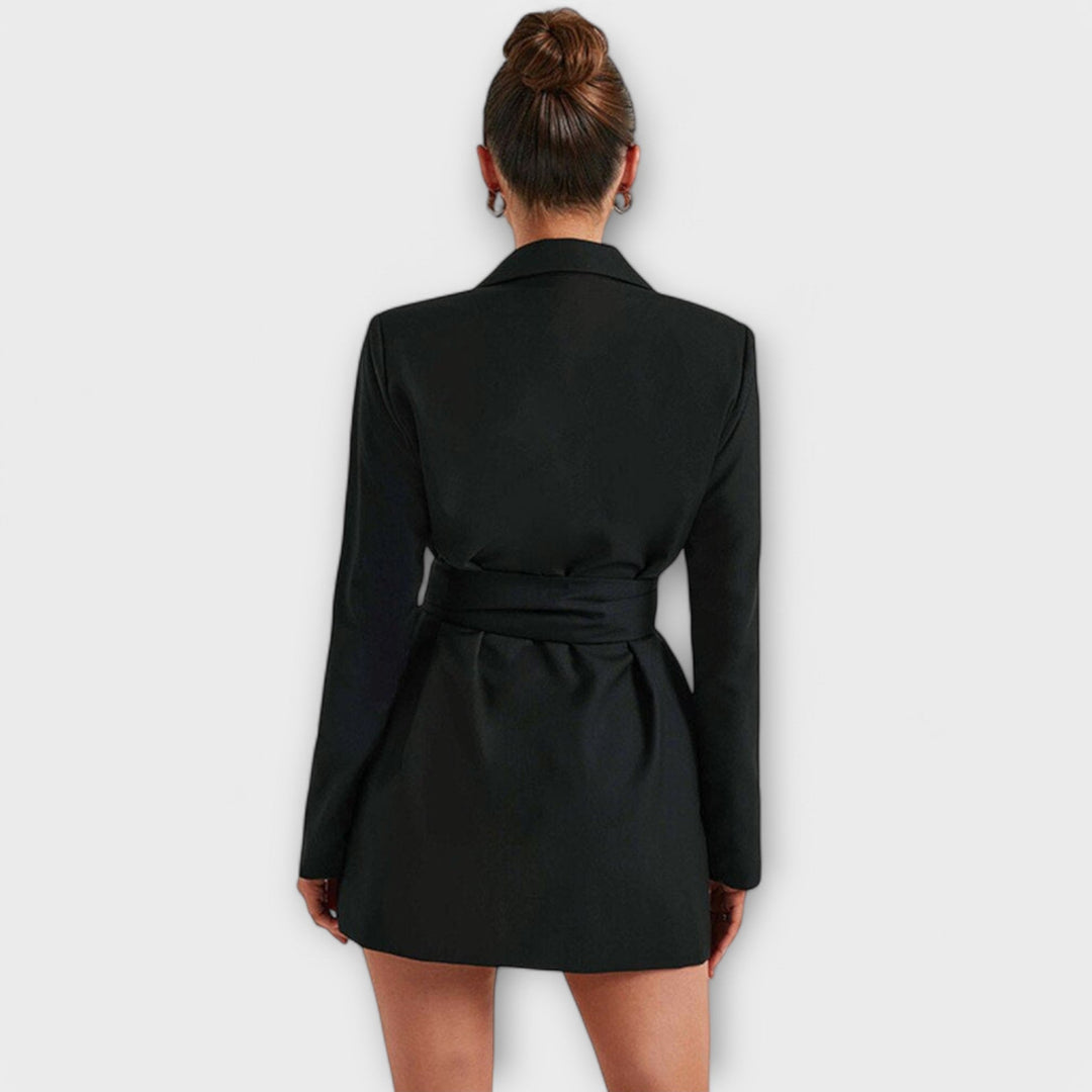 Åse - Svart blazer-kjole med V-hals