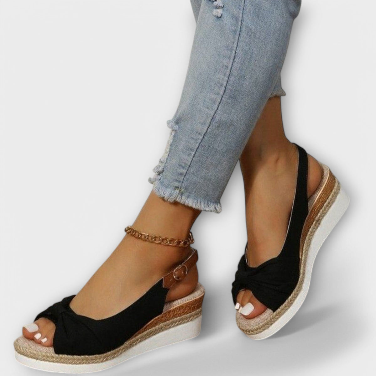 Aud - Rosa espadrillo-sandaler med sløyfe