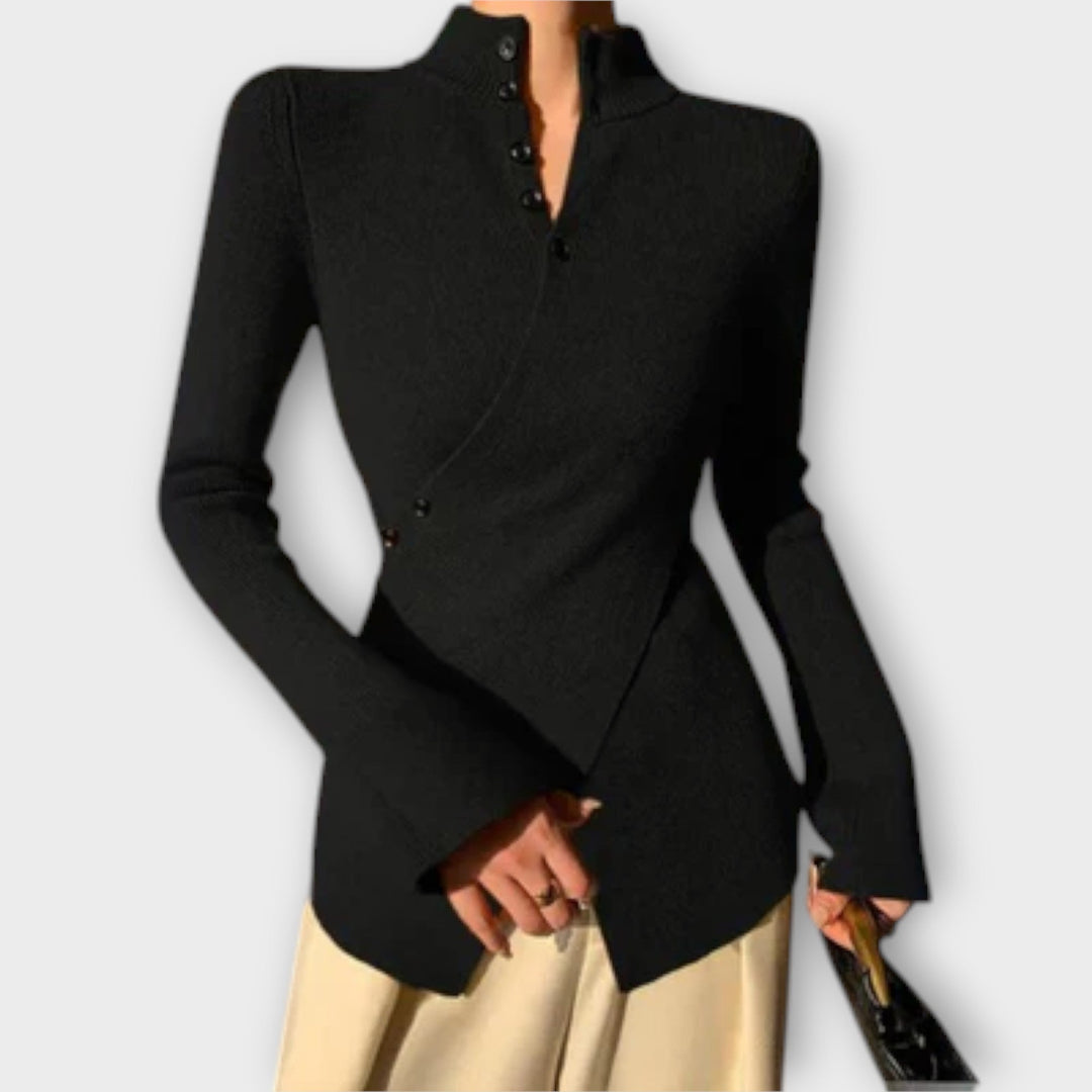 Ingvild - Elegant svart tettsittende genser