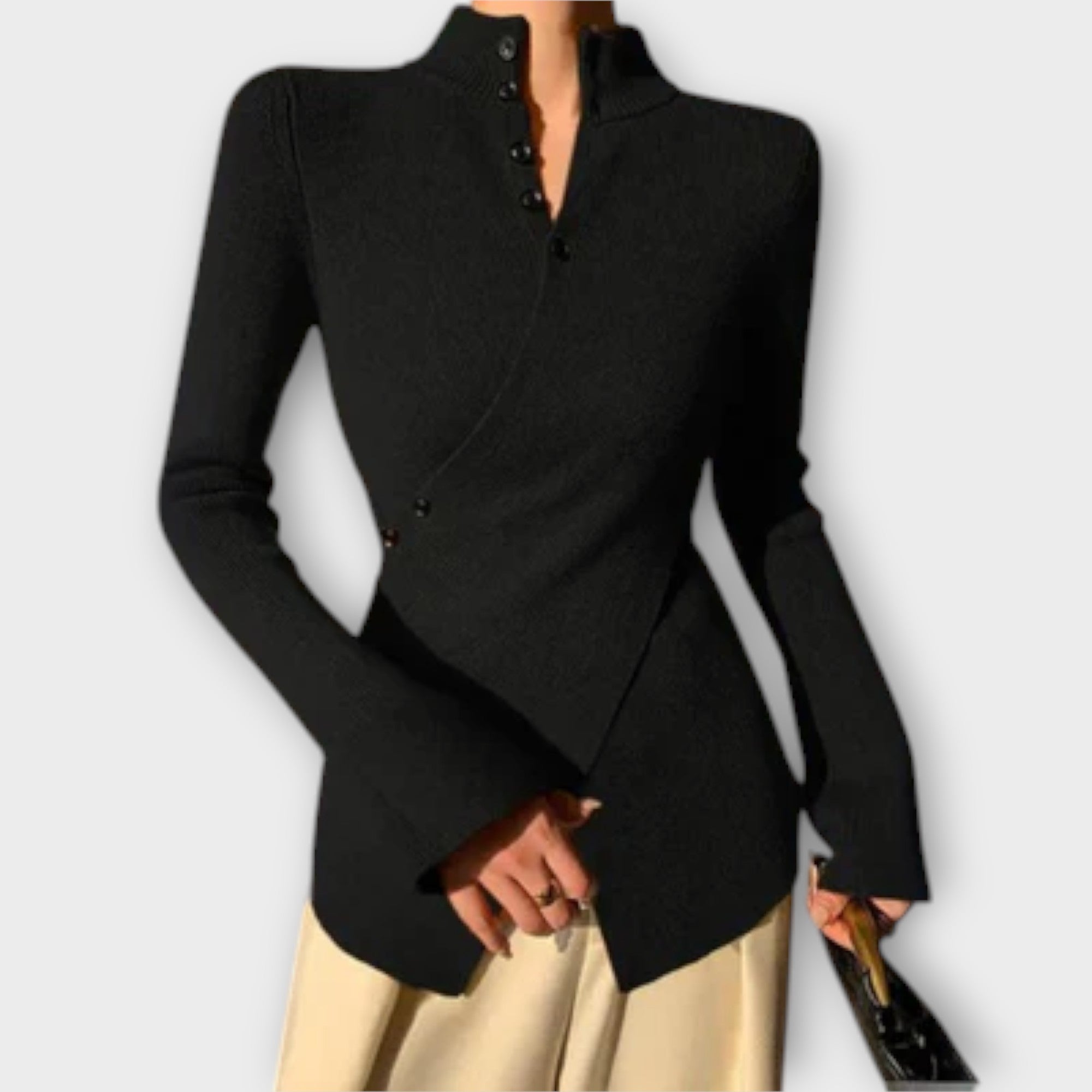 Ingvild - Elegant svart tettsittende genser