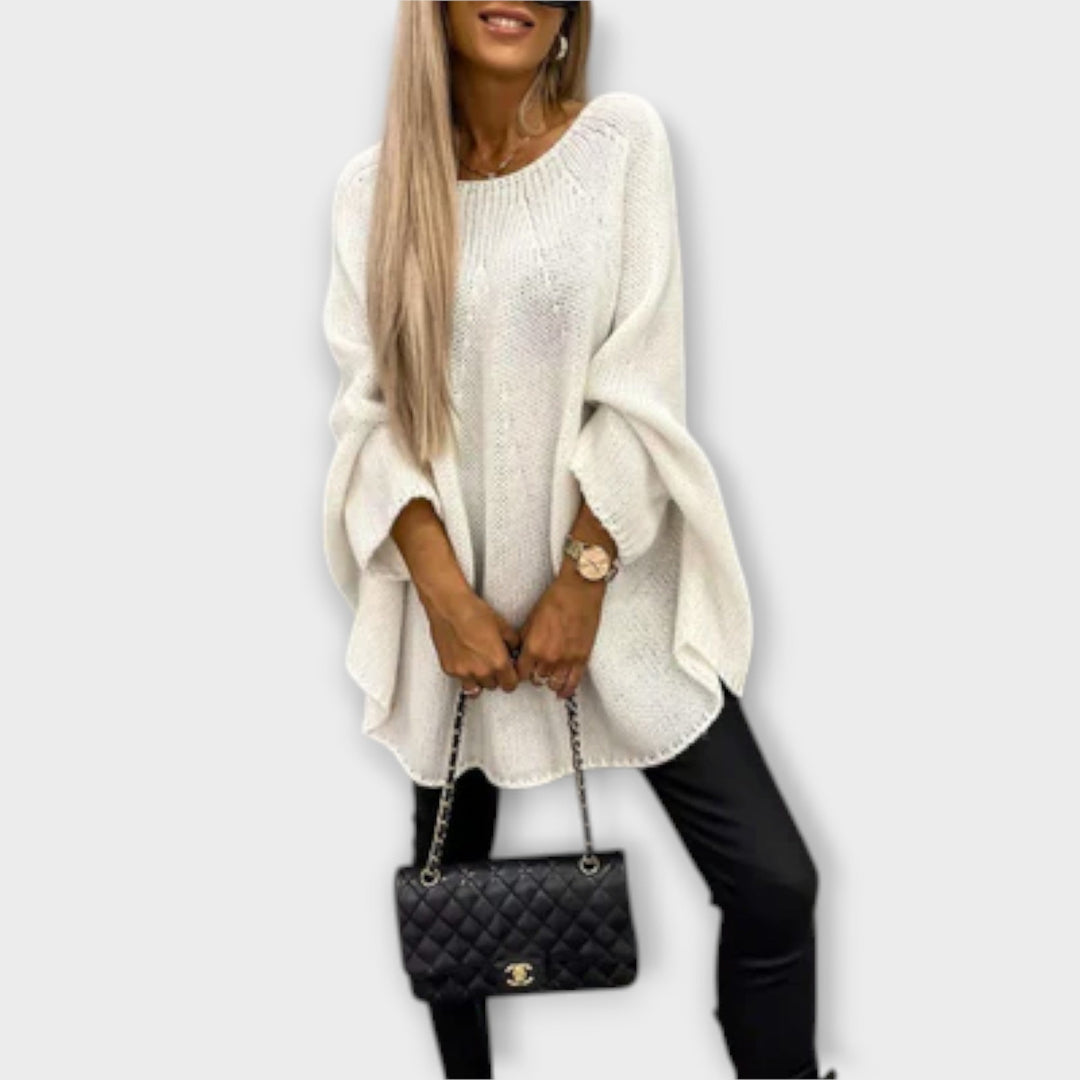 Unni - Beige genser for dame med rund hals