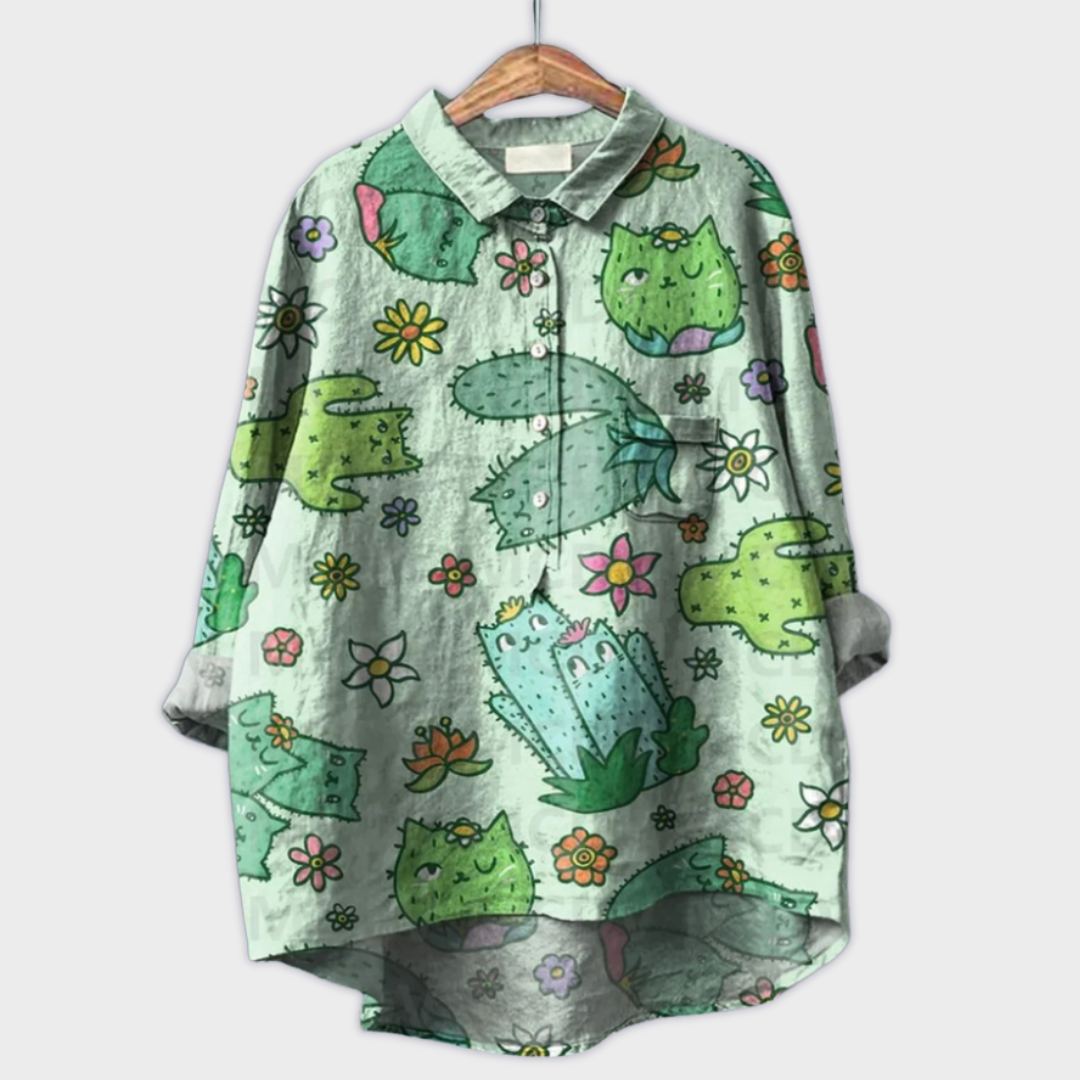 Aud - Damebluse med blomstermønster