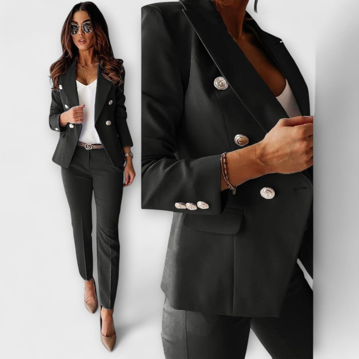 Kaia - Svart dress med blazer og bukser